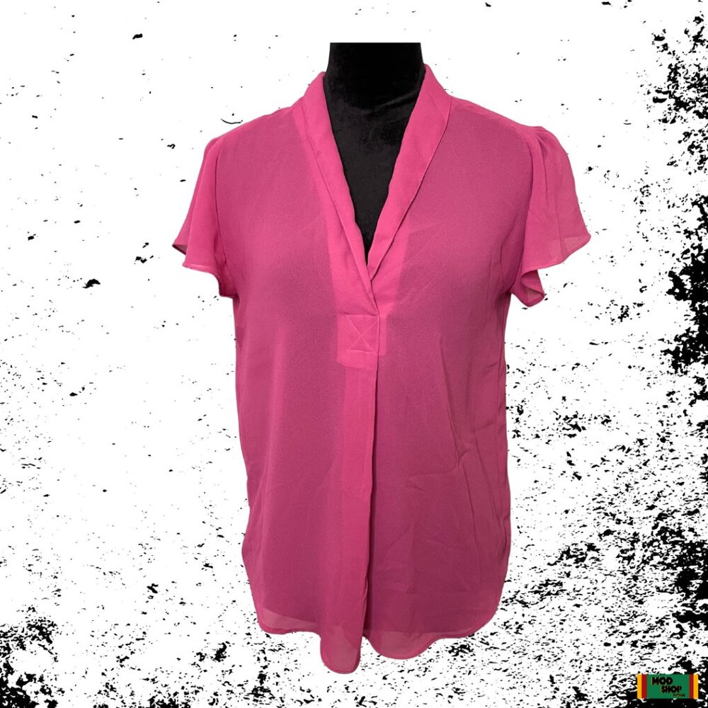 Vintage 70s Disco Flutter Sleeve Sheer Mauve Blouse Retro 80s